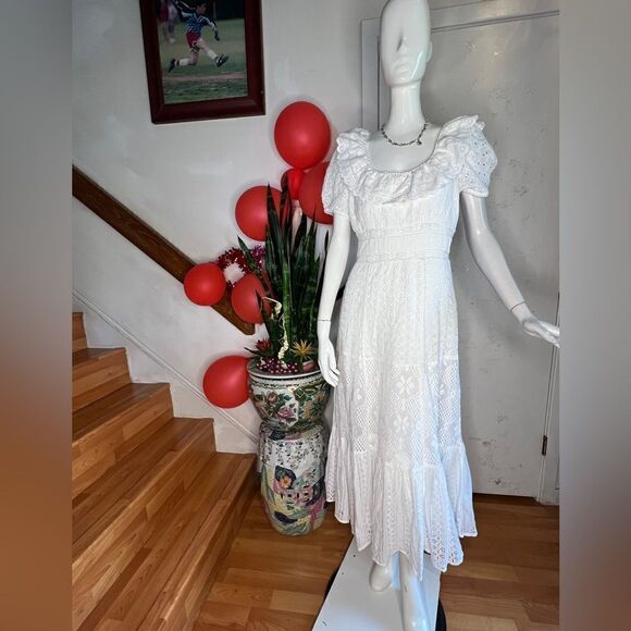 LoveShackFancy Stassie Dress in True White - Picture 3 of 7